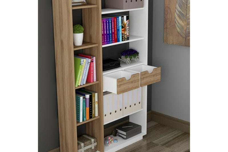 Kirjahylly Marquishia 80 cm - Valkoinen/Pähkinä - Säilytys - Hylly - Kirjahylly