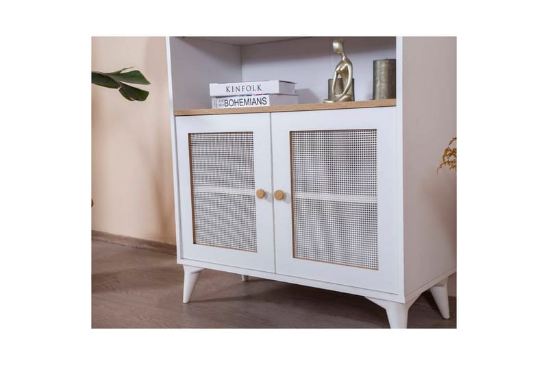 Kirjahylly Mjudi valkoinen / tammi - Valkoinen - Säilytys - Hylly - Kirjahylly