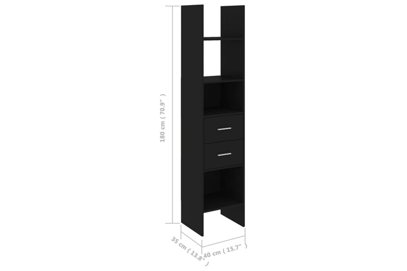 Kirjahylly musta 40x35x180 cm lastulevy - Musta - Säilytys - Hylly - Kirjahylly
