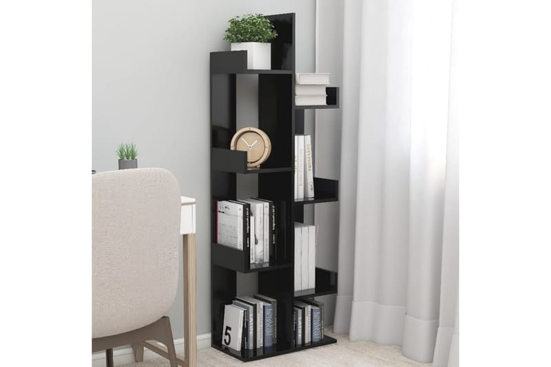 Kirjahylly musta 48x25,5x140 cm lastulevy - Musta - Säilytys - Hylly - Kirjahylly