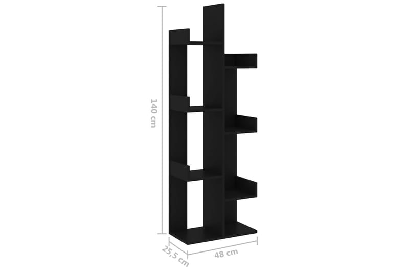 Kirjahylly musta 48x25,5x140 cm lastulevy - Musta - Säilytys - Hylly - Kirjahylly