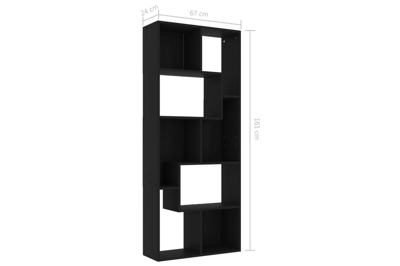 Kirjahylly musta 67x24x161 cm lastulevy - Säilytys - Hylly - Kirjahylly