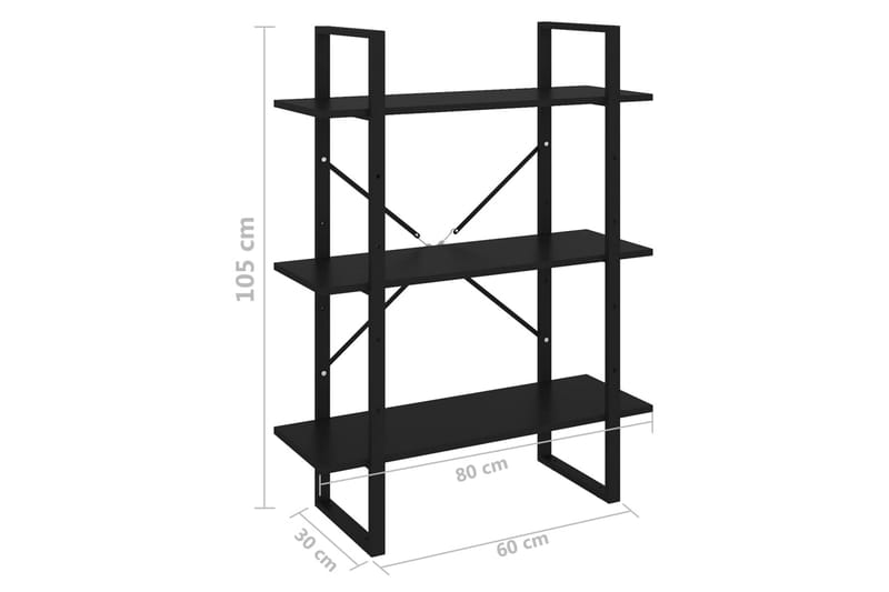 Kirjahylly musta 80x30x105 cm lastulevy - Musta - Kirjahylly - Hylly