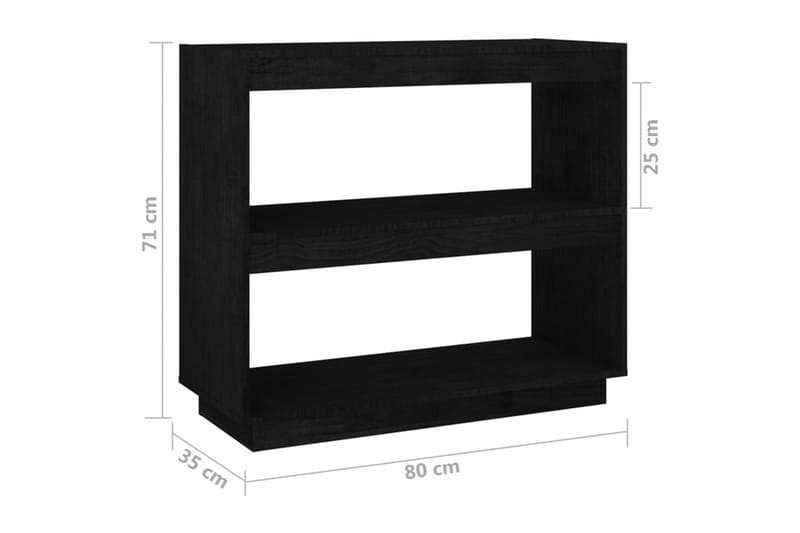 Kirjahylly musta 80x35x71 cm täysi mänty - Musta - Säilytys - Hylly - Kirjahylly