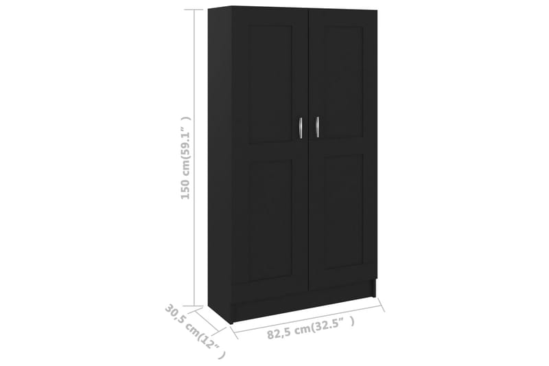 Kirjahylly musta 82,5x30,5x150 cm lastulevy - Musta - Säilytys - Hylly - Kirjahylly