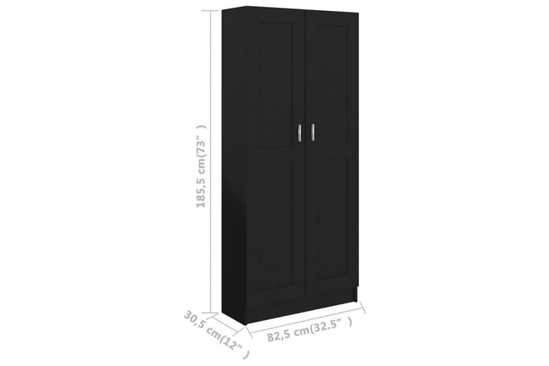 Kirjahylly musta 82,5x30,5x185,5 cm lastulevy - Musta - Säilytys - Hylly - Kirjahylly