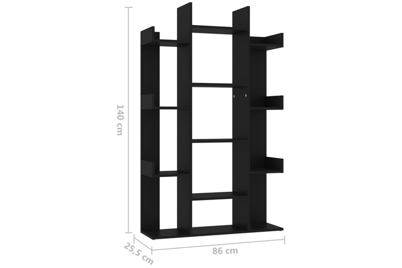 Kirjahylly musta 86x25,5x140 cm lastulevy - Musta - Säilytys - Hylly - Kirjahylly