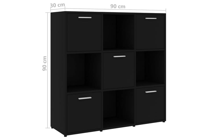 Kirjahylly musta 90x30x90 cm lastulevy - Musta - Säilytys - Hylly - Kirjahylly