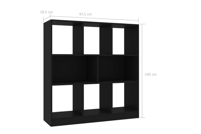 Kirjahylly musta 97,5x29,5x100 cm lastulevy - Musta - Säilytys - Hylly - Kirjahylly