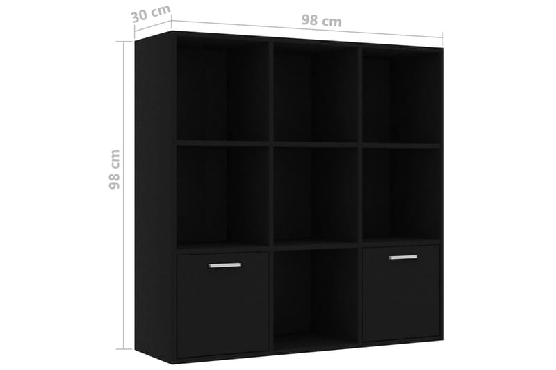 Kirjahylly musta 98x30x98 cm lastulevy - Musta - Säilytys - Hylly - Kirjahylly