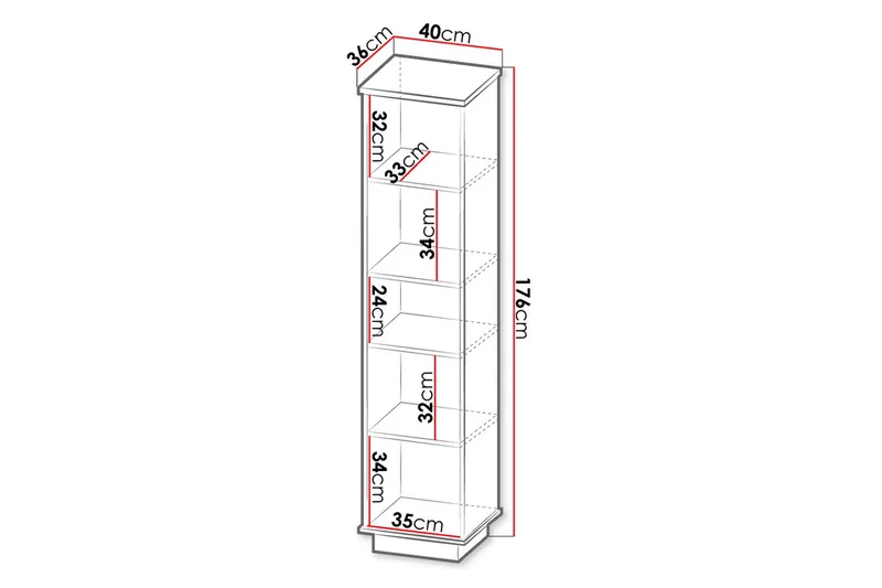 Kirjahylly - Musta/Tammi - Säilytys - Hylly - Kirjahylly