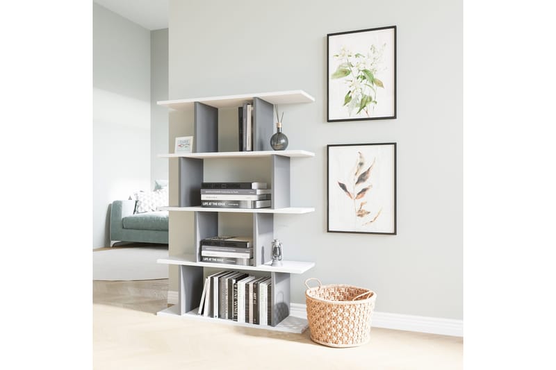 Kirjahylly Nachusa-kirjahylly 90x25 cm Valkoinen, antrasiitti - Säilytys - Hylly - Kirjahylly