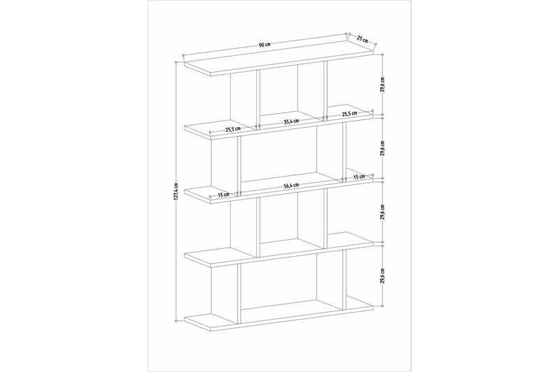 Kirjahylly Nachusa-kirjahylly 90x25 cm Valkoinen, antrasiitti - Säilytys - Hylly - Kirjahylly