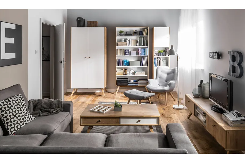 Kirjahylly Nature Valkoinen/Luonnonväri - VOX - Säilytys - Hylly - Kirjahylly