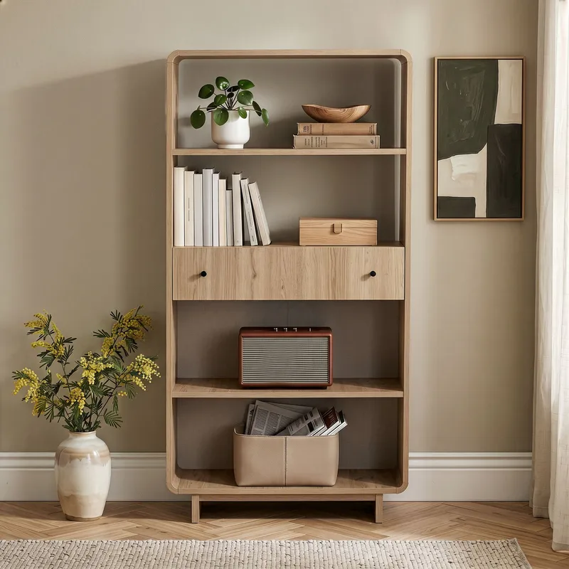 Kirjahylly Nordure Senza (78 x 153 x 34 cm) Tammi - Tammi - Säilytys - Hylly - Kirjahylly