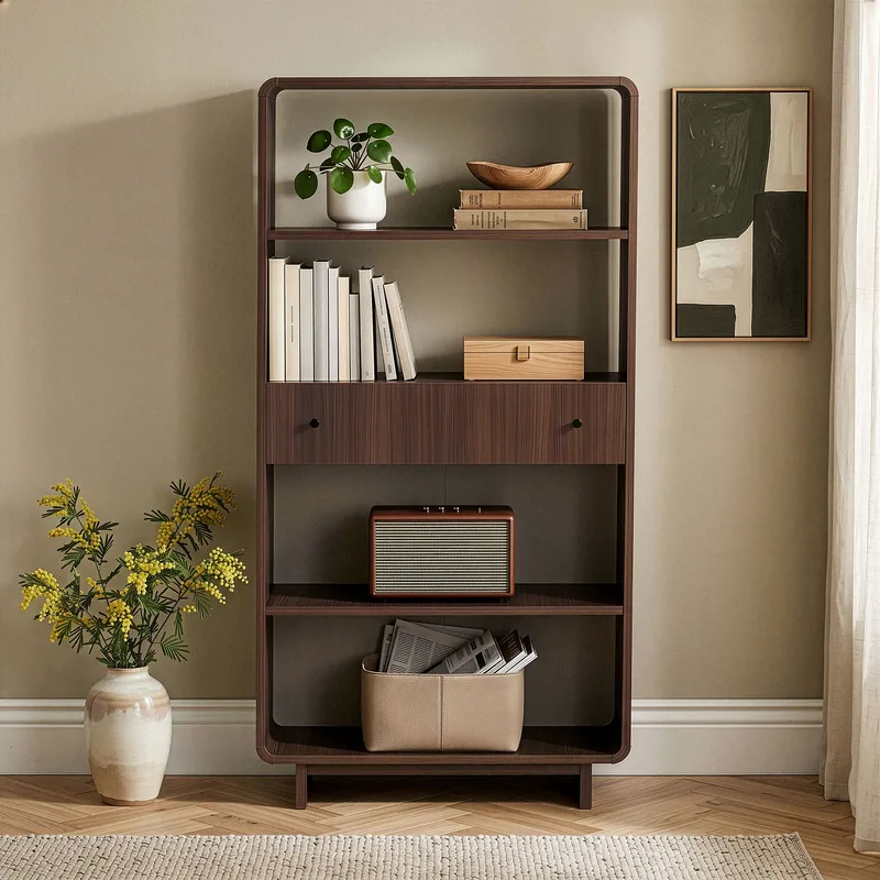 Kirjahylly Nordure Senza (78 x 153 x 34 cm) Pähkinä - Pähkinä - Säilytys - Hylly - Kirjahylly