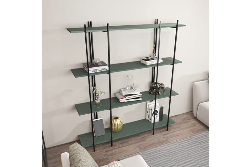 Kirjahylly Oshkosh 160 cm - Musta/Vihreä - Säilytys - Hylly - Kirjahylly