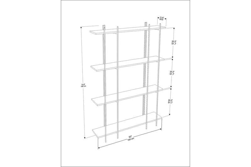 Kirjahylly Oshkosh 160 cm - Musta/Vihreä - Säilytys - Hylly - Kirjahylly