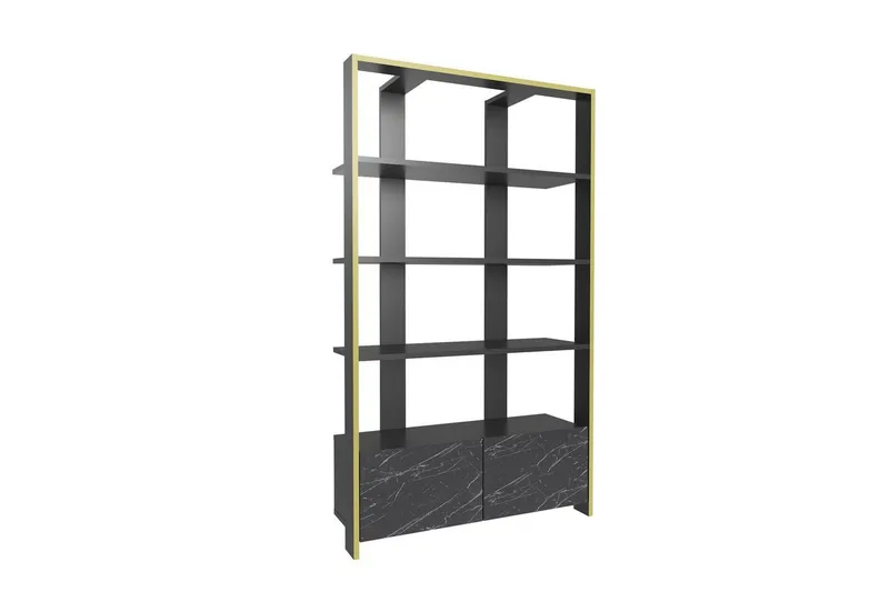 Kirjahylly Ossin Musta / Marmori - Musta / Marmori - Säilytys - Hylly - Kirjahylly