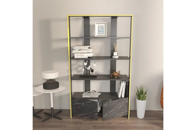 Kirjahylly Ossin Musta / Marmori - Musta / Marmori - Säilytys - Hylly - Kirjahylly