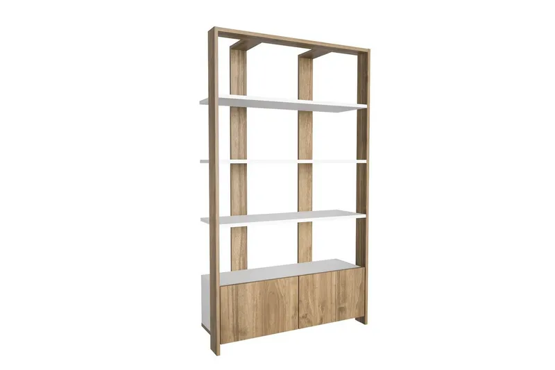 Kirjahylly Ossin Valkoinen / Pähkinäpuu - Valkoinen / Pähkinäpuu - Säilytys - Hylly - Kirjahylly