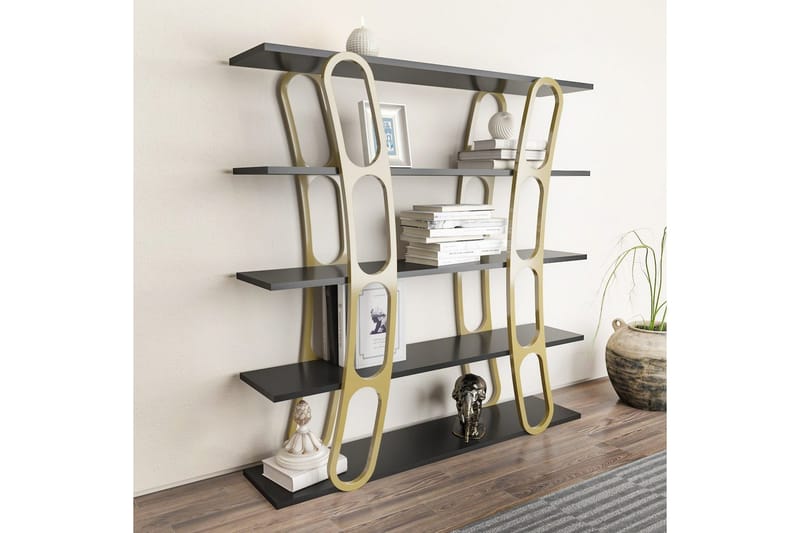 Kirjahylly Quenla Musta / Kulta - Musta / Kulta - Säilytys - Hylly - Kirjahylly