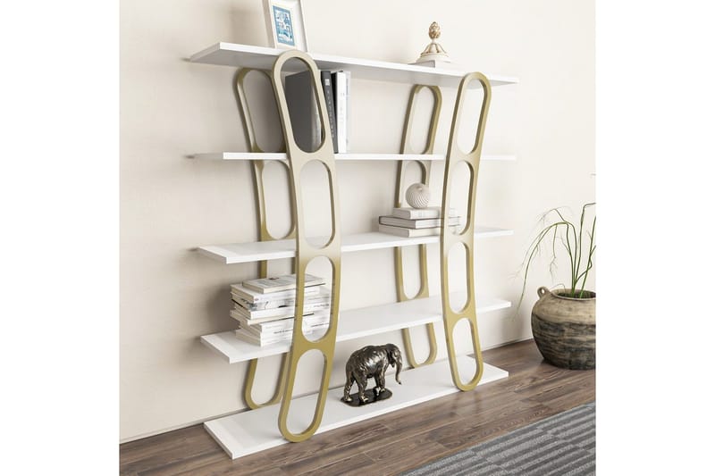 Kirjahylly Quenla Valkoinen / Kulta - Valkoinen / Kulta - Säilytys - Hylly - Kirjahylly