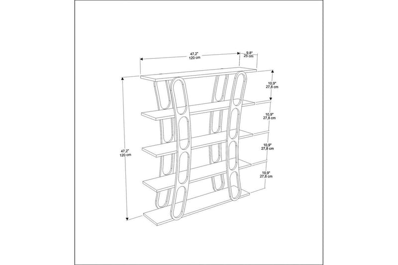 Kirjahylly Quenla Valkoinen / Kulta - Valkoinen / Kulta - Säilytys - Hylly - Kirjahylly