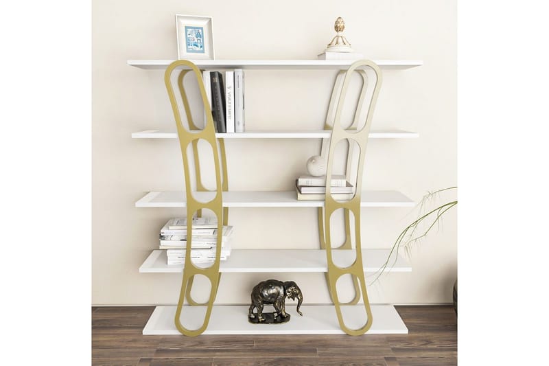 Kirjahylly Quenla Valkoinen / Kulta - Valkoinen / Kulta - Säilytys - Hylly - Kirjahylly