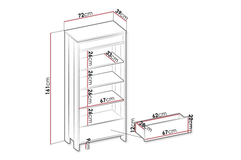 Kirjahylly Rathmore 72x39 cm - Musta - Säilytys - Hylly - Kirjahylly
