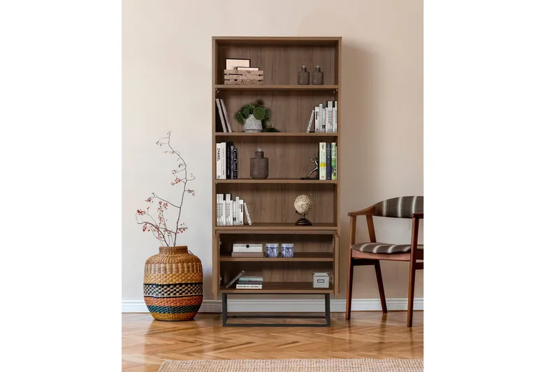 Kirjahylly Reah 80x36 cm 3 hyllyä - Tummanruskea/Musta - Säilytys - Hylly - Kirjahylly