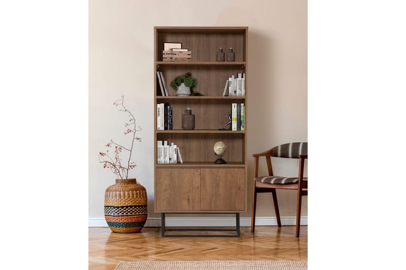 Kirjahylly Reah 80x36 cm 3 hyllyä - Tummanruskea/Musta - Säilytys - Hylly - Kirjahylly