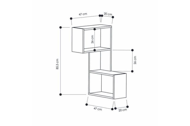 Kirjahylly Rodger - Säilytys - Hylly - Kulmahylly