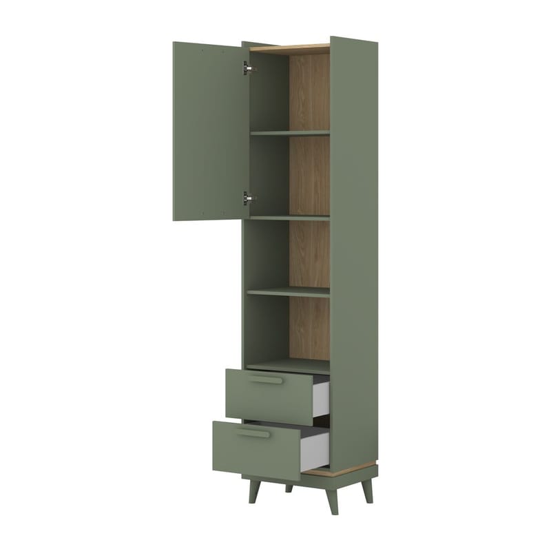 Kirjahylly Skandinaavinen 1 Ovi 2 Vetolaatikkoa - Säilytys - Hylly - Kirjahylly