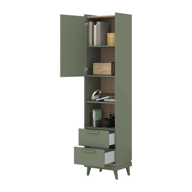 Kirjahylly Skandinaavinen 1 Ovi 2 Vetolaatikkoa - Säilytys - Hylly - Kirjahylly