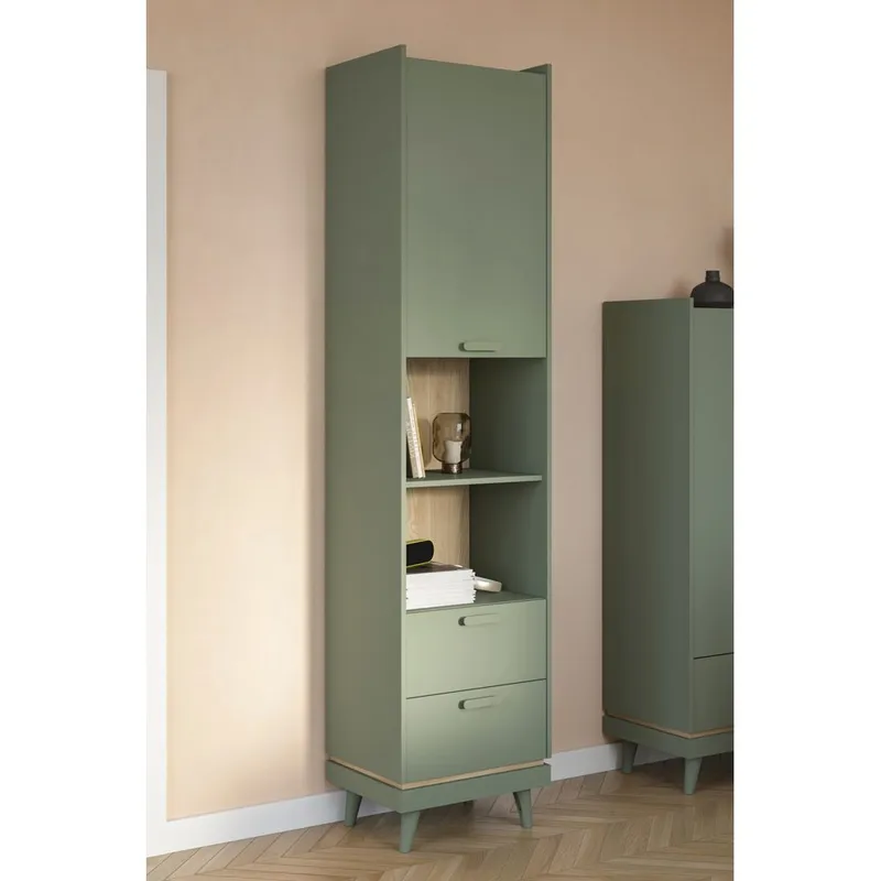 Kirjahylly Skandinaavinen 1 Ovi 2 Vetolaatikkoa - Säilytys - Hylly - Kirjahylly