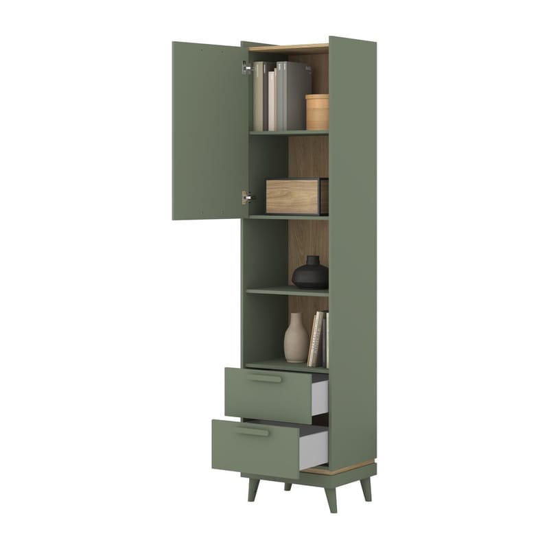 Kirjahylly Skandinaavinen 1 Ovi 2 Vetolaatikkoa - Säilytys - Hylly - Kirjahylly