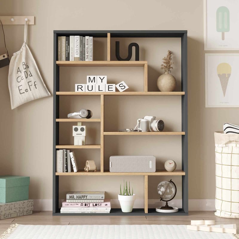 Kirjahylly Skye Decor Cleo Shelf (90 x 123,6 x 22 cm) Luonnonväri/antrasiitti - Luonnollinen ja antrasiitti - Säilytys - Hylly - Kirjahylly
