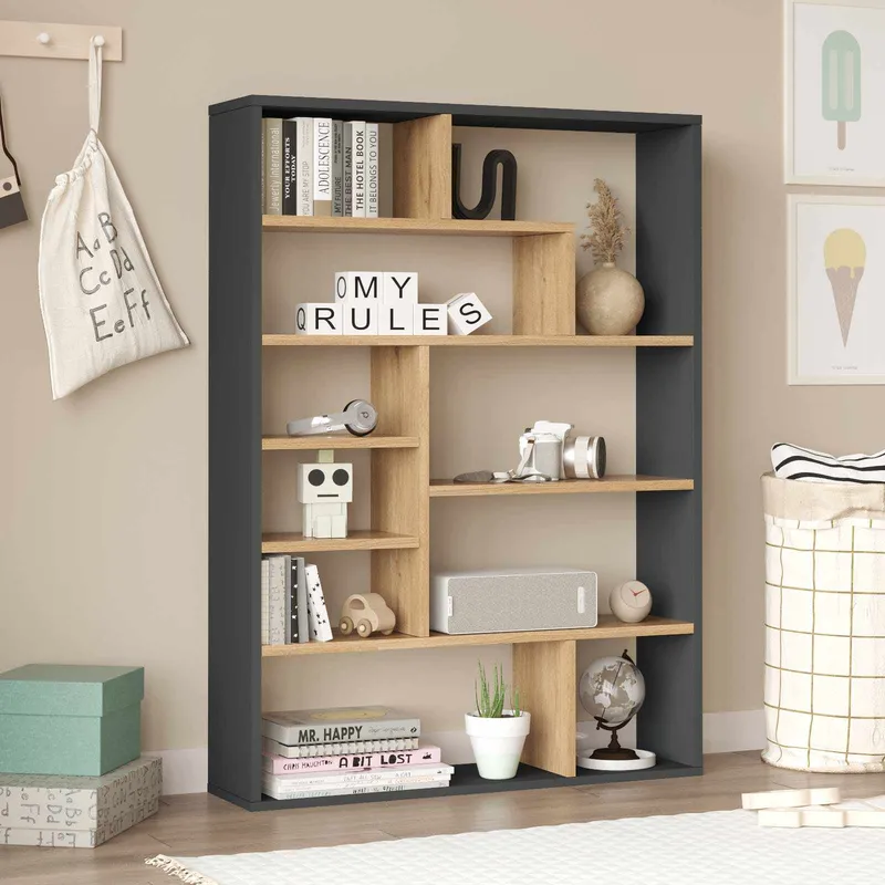 Kirjahylly Skye Decor Cleo Shelf (90 x 123,6 x 22 cm) Luonnonväri/antrasiitti - Luonnollinen ja antrasiitti - Säilytys - Hylly - Kirjahylly