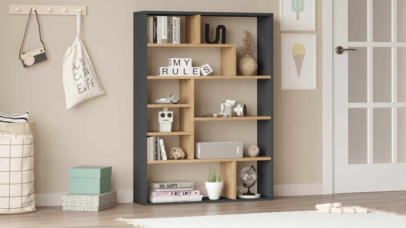 Kirjahylly Skye Decor Cleo Shelf (90 x 123,6 x 22 cm) Luonnonväri/antrasiitti - Luonnollinen ja antrasiitti - Säilytys - Hylly - Kirjahylly