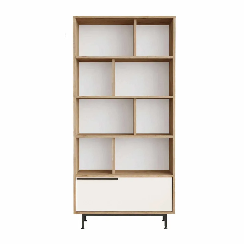 Kirjahylly Skye Decor Dara (83,9 x 163,6 x 29,5 cm) Luonnonvalkoinen, Luonnonväri ja valkoinen