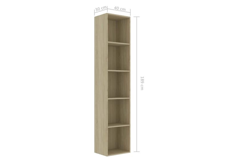 Kirjahylly Sonoma-tammi 40x30x189 cm lastulevy - Ruskea - Säilytys - Hylly - Kirjahylly