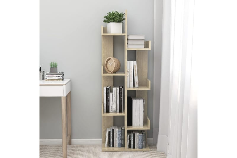 Kirjahylly Sonoma-tammi 48x25,5x140 cm lastulevy - Ruskea - Säilytys - Hylly - Kirjahylly