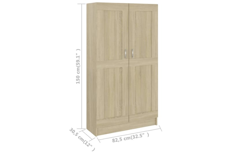 Kirjahylly Sonoma-tammi 82,5x30,5x150 cm lastulevy - Ruskea - Säilytys - Hylly - Kirjahylly