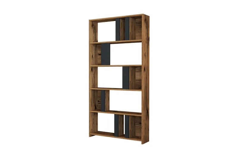 Kirjahylly Tibani 90x20 cm 5 hyllyä, Tummanruskea/Antrasiitti