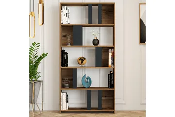 Kirjahylly Tibani 90x20 cm 5 hyllyä - Tummanruskea/Antrasiitti - Säilytys - Hylly - Kirjahylly