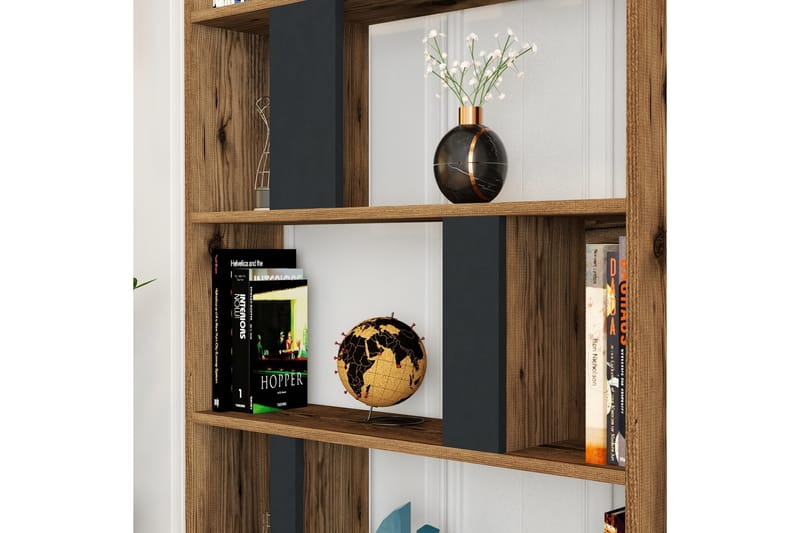 Kirjahylly Tibani 90x20 cm 5 hyllyä - Tummanruskea/Antrasiitti - Säilytys - Hylly - Kirjahylly