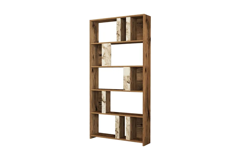 Kirjahylly Tibani 90x20 cm 5 hyllyä, Tummanruskea/Valkoinen