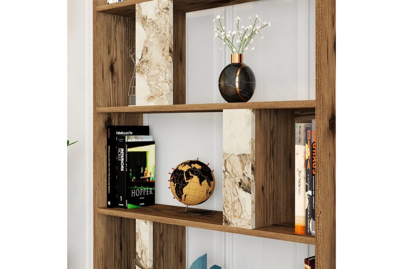 Kirjahylly Tibani 90x20 cm 5 hyllyä - Tummanruskea/Valkoinen - Säilytys - Hylly - Kirjahylly