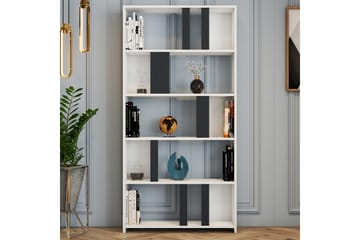 Kirjahylly Tibani 90x20 cm 5 hyllyä - Valkoinen/Antrasiitti - Säilytys - Hylly - Kirjahylly